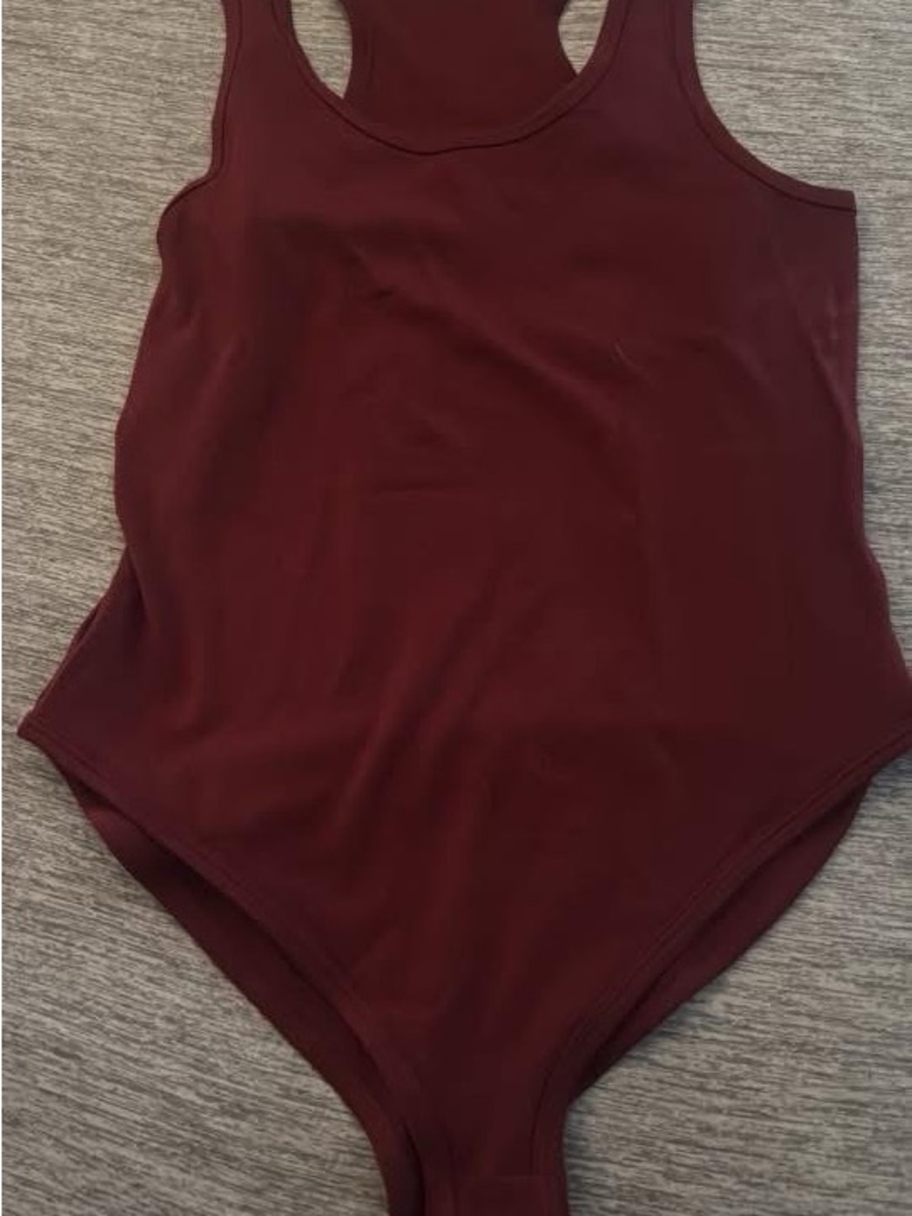 Zenana Outfitters Stretch Ribbed Racerback Bodysuit - Burgundy